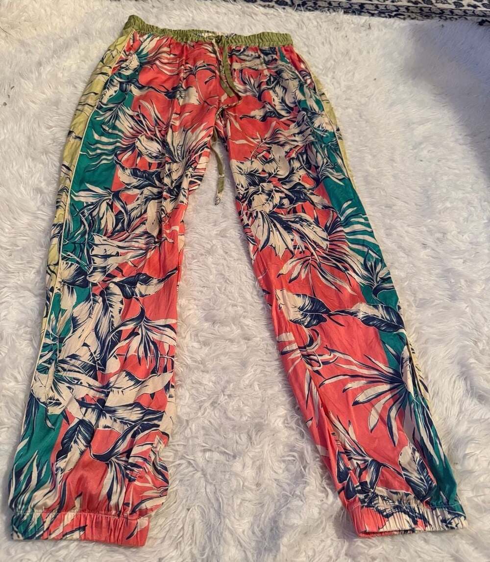 Johnny Was Silk Jogger Pants Size XS Floral Silk Spandex